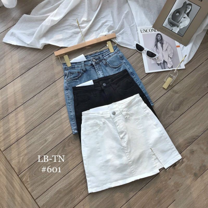 Chân váy jean xẻ đùi hàng QCL1