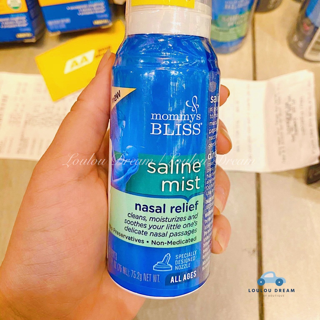 Xịt mũi vô trùng Mommy Bliss hữu cơ Saline Mist cho bé từ sơ sinh chai 75ml