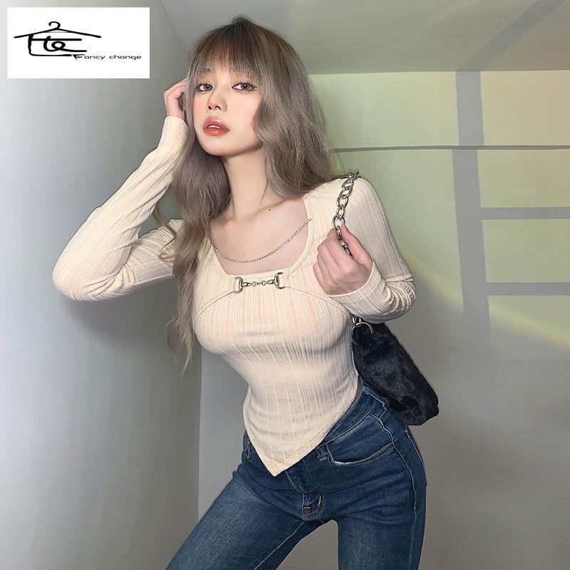 Áo Thun Tay Dài Giả Hai Lớp Màu Sắc Ngọt Ngào Thời Trang Xuân Hè Cho Nữ