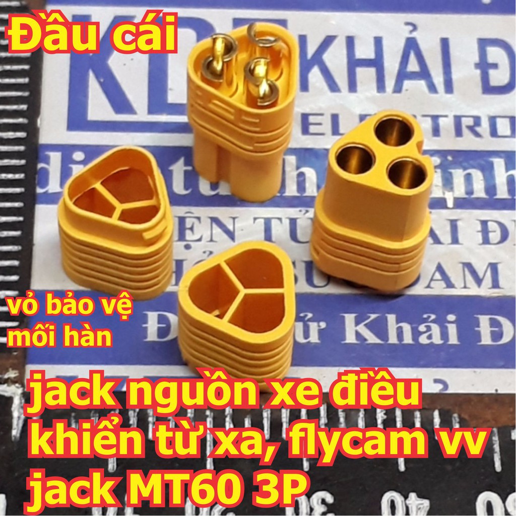 bộ đầu đực + cái jack nguồn động cơ dòng cao vv jack MT MT60, 3 chân 3P kde5933