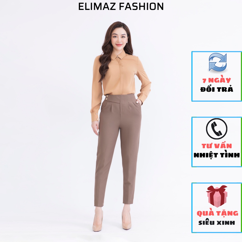 Quần âu nữ công sở cúc sườn eo, dáng baggy chất tuýt si cao cấp Elimaz EQ21.011 - Hàng mới về