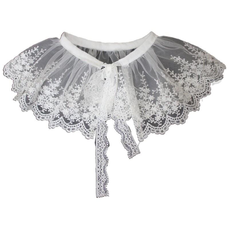 Cổ áo giả vải tuyn thêu hoa dành cho áo sơ mi