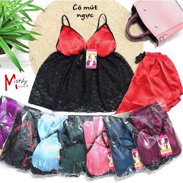 BÁN LẺ = SỈ Set phi phối ren lưới có mút ngực (ảnh thật + video)