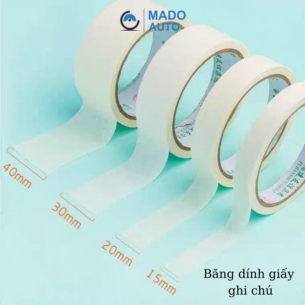 Băng dính keo giấy dùng để cố định giấy vẽ, chặn màu nước, viết ghi chú, dễ bóc gỡ, xé bằng tay MADO Auto