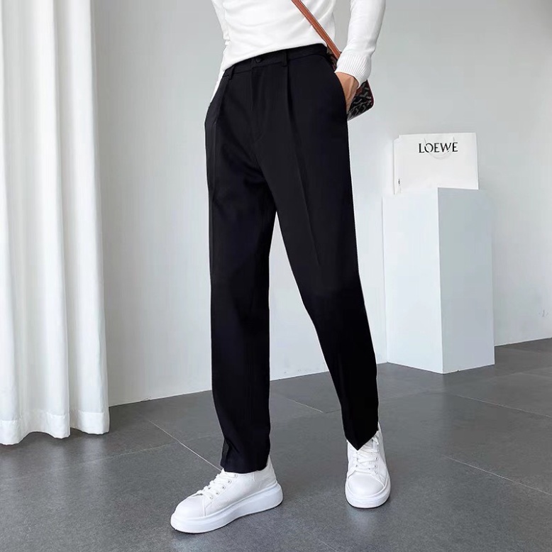 Quần âu baggy nam ống loe suông vải hàn vinteck ,co giãn phân chia tây âu dáng xuông thiết kế tươi tắn năng động