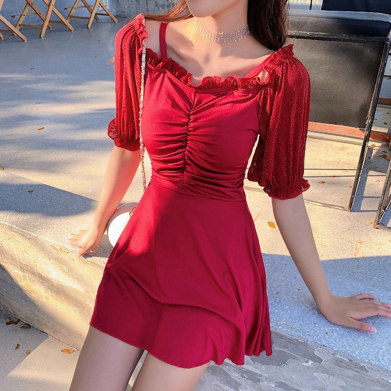 Tủ đựng & Hộp lưu trữÁo tắm một mảnh nước nóng màu đỏ cắt xẻ tà kiểu mới hàn quốc cao cấp có in hình và nịt bụn | BigBuy360 - bigbuy360.vn