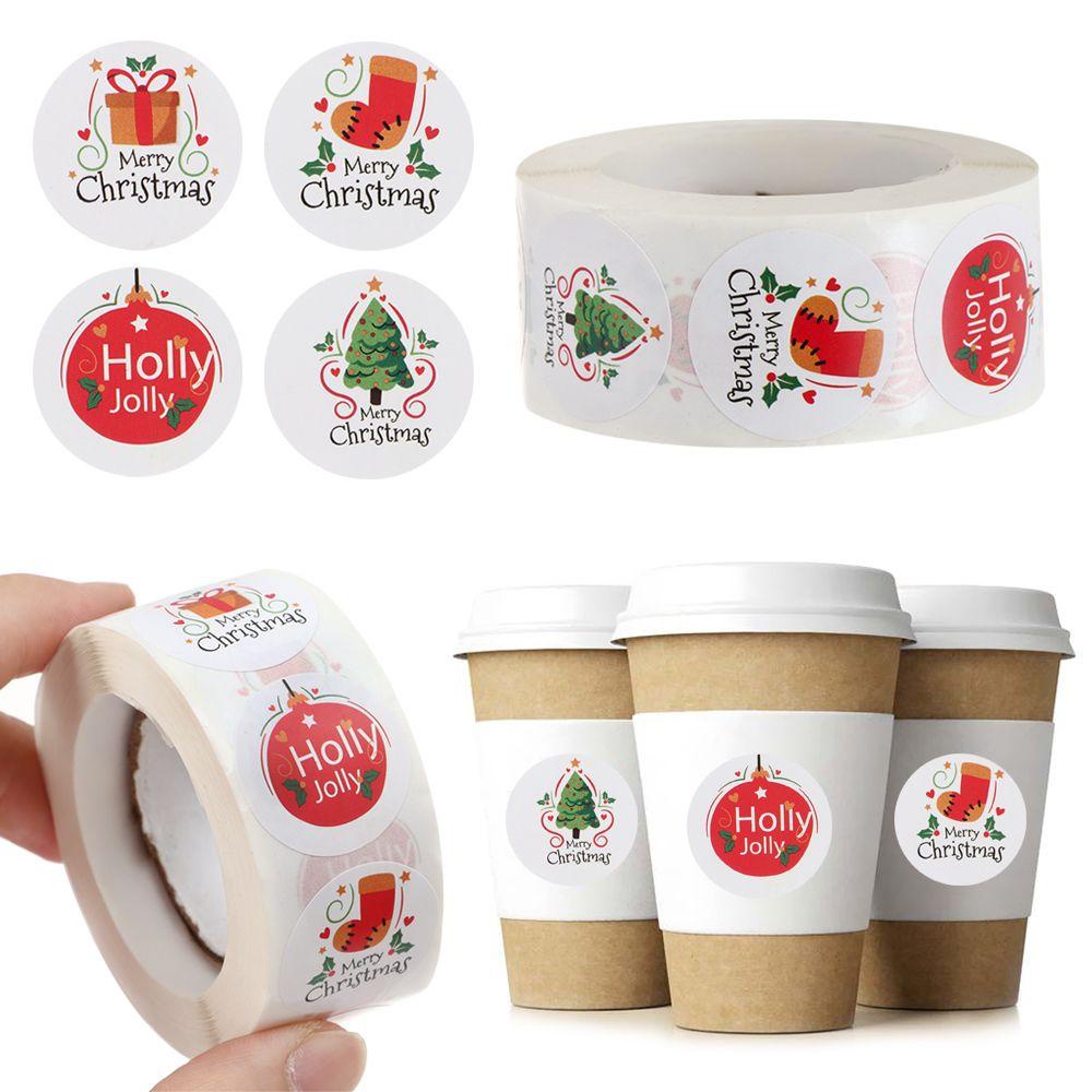 Cuộn 500 Nhãn Dán Trang Trí Quà Tặng Giáng Sinh
