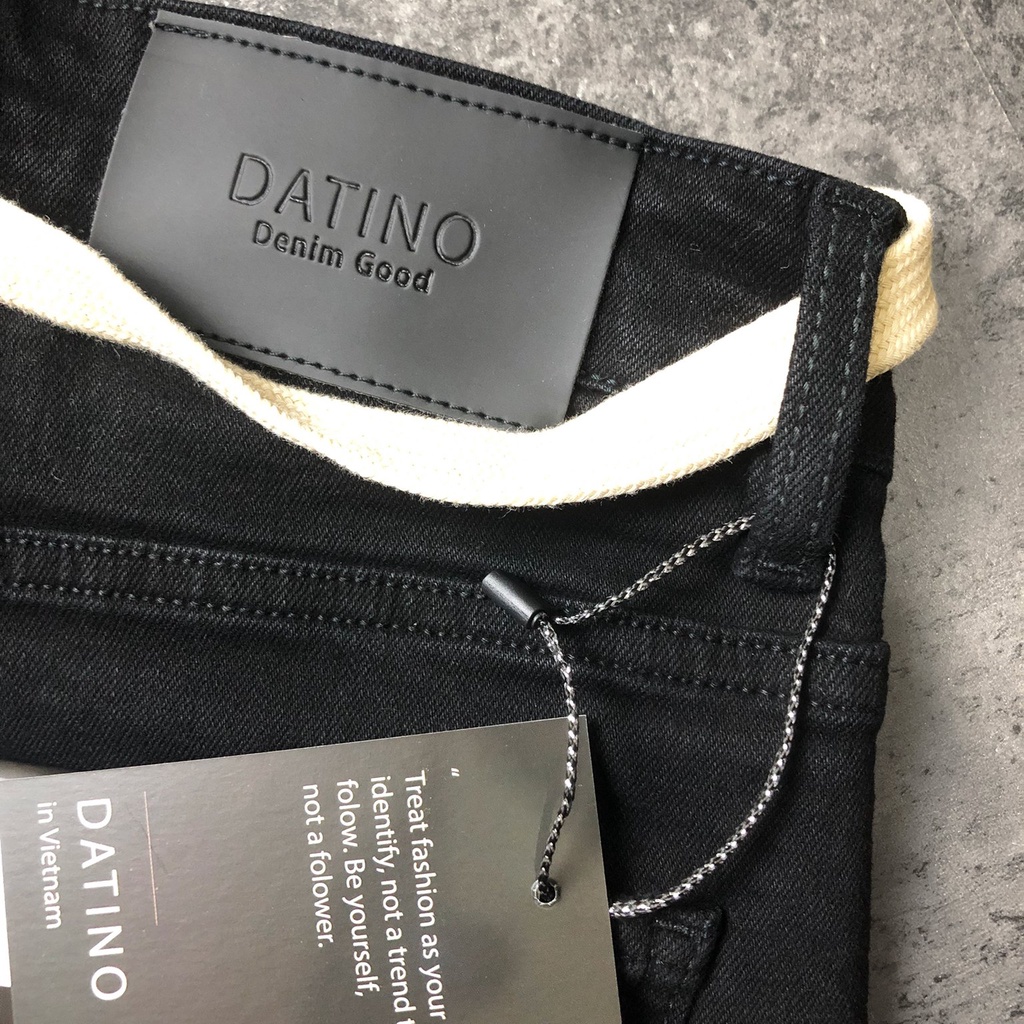 Quần jean nam Streetwear DATINO màu đen rách gối form Skinny co giãn, bền màu