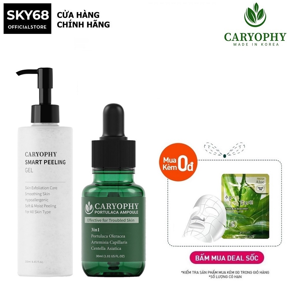 Combo 2 Sản Phẩm Tẩy Tế Bào Chết, Ngăn Ngừa Mụn, Giảm Mụn Thâm Caryophy (Tẩy Tế Bào Chết 250ml +  Serum 30ml)