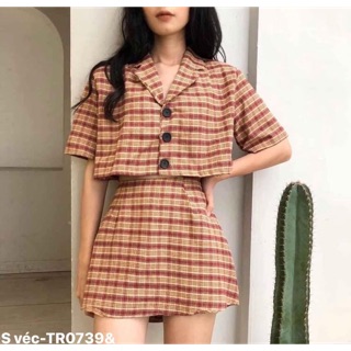Sét áo véc kèm quần giả váy có khoá rót -TR/HS