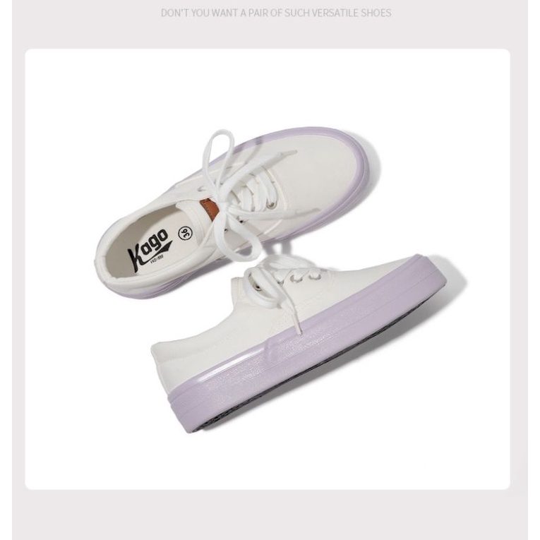 Giày ulzzang đế bằng tone màu tím pastel nhẹ nhàng