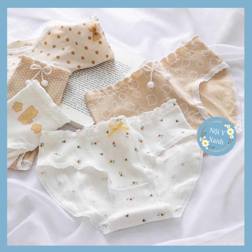 Quần Lót Nữ -  Quần Lót Cotton Trà Sữa Chấm Bi Ngang Eo Mềm Mại Co Dãn Thoáng Khí