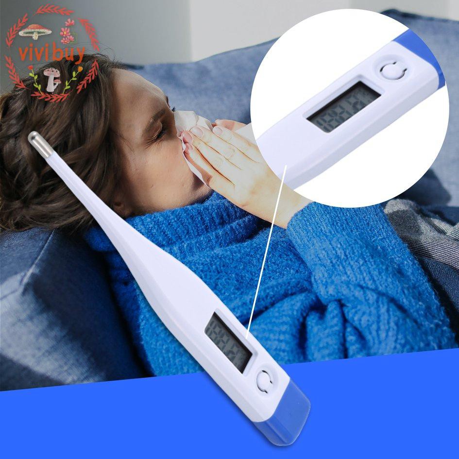 ✿vivi✿ Electronic Thermometer Digital Display Home Daily Oral Thermometer Hard Head Memory Function Neutral Safety Supplies