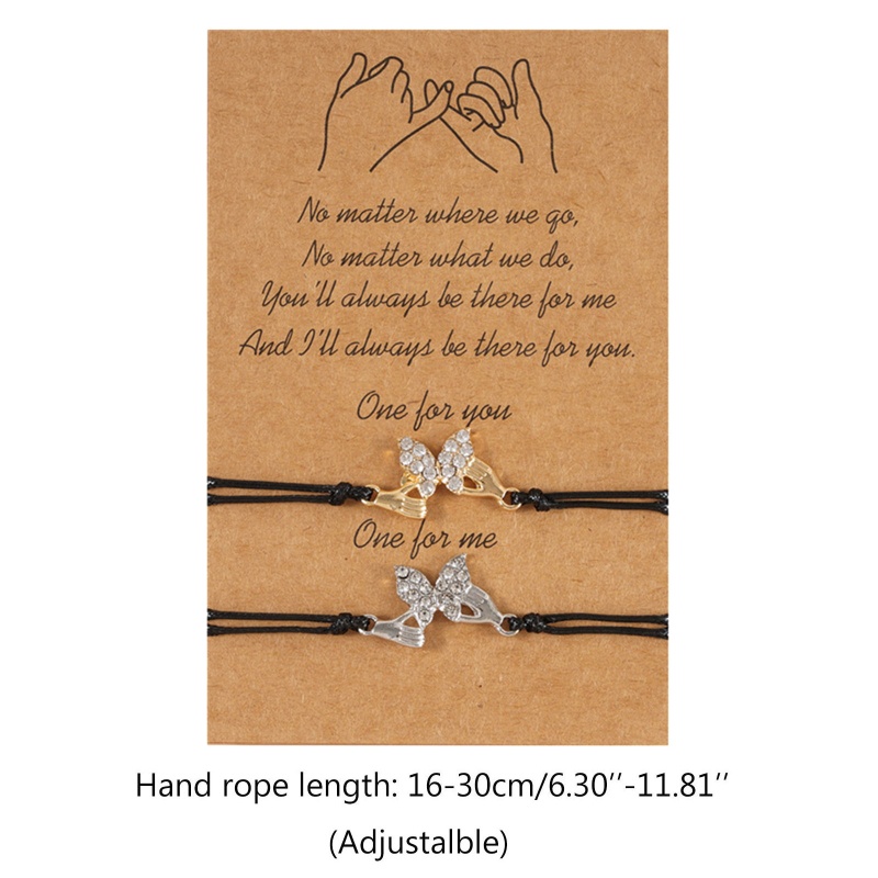 Set 2 Vòng Tay Dây Bện Gắn Thẻ Hình Bướm Dễ Thương Có Thể Điều Chỉnh Cho Cặp Đôi Bạn Thân