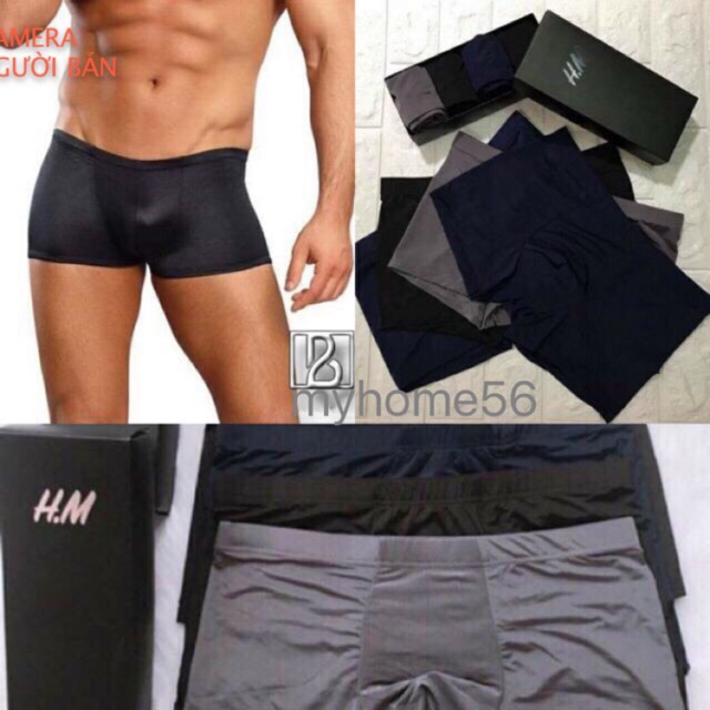 Hộp 4 quần lót đùi vải đúc boxer cao cấp full box