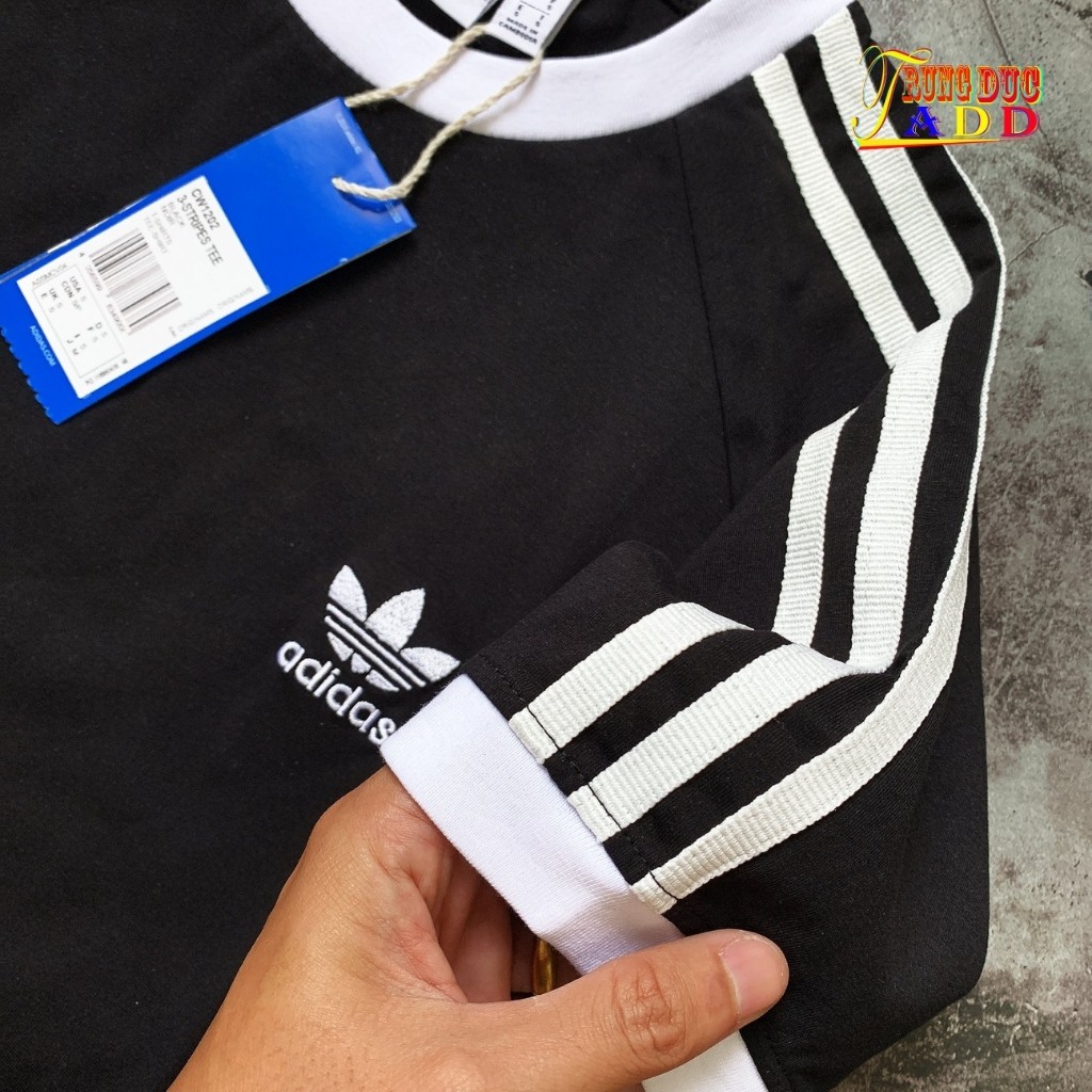 Áo thun adidas đen ba lá nam nữ chất cotton co giãn 4 chiều cực mát full tag code - trungducadidas