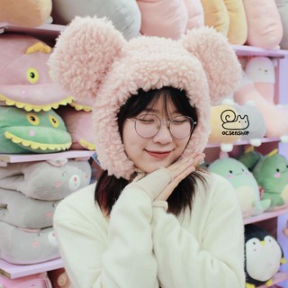 Mũ bông xù tai gấu