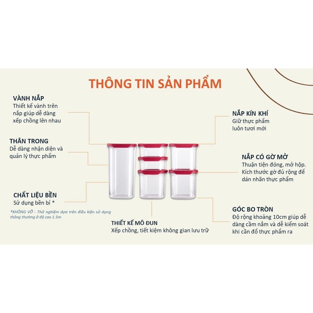 Bộ hộp bảo quản thực phẩm Tupperware Ultra Clear  - Bảo hành trọn đời - Nhựa nguyên sinh, an toàn cho sức khỏe