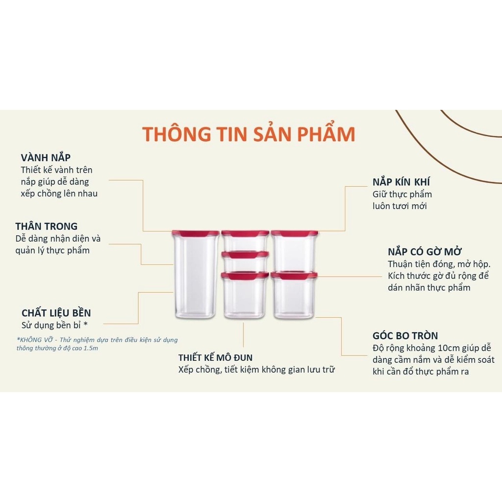 Bộ hộp bảo quản thực phẩm Tupperware Ultra Clear (6 hộp) - Bảo hành trọn đời - Nhựa nguyên sinh, an toàn cho sức khỏe