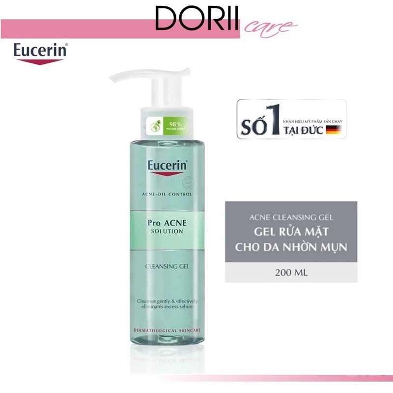 [Mã COSMS70 giảm 10% đơn 250K] [Date 12/2024] EUCERIN GEL RỬA MẶT DÀNH CHO DA NHỜN MỤN PROACNE CLEANSING 200ML