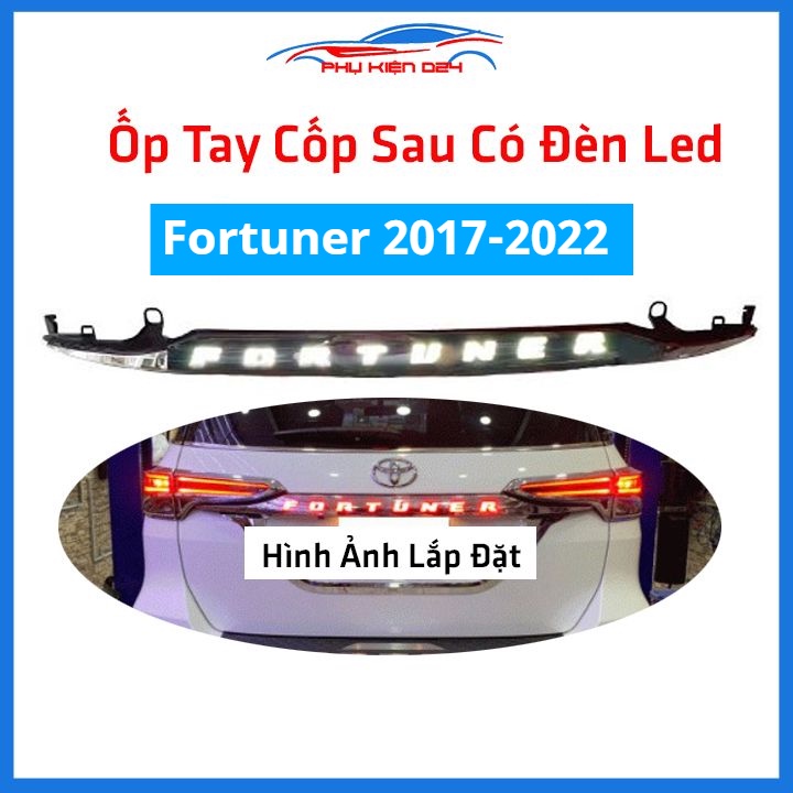 Ốp tay cốp sau có đèn led Fortuner 2017-2018-2019-2020-2021-2022 ánh sáng đỏ trang trí xe