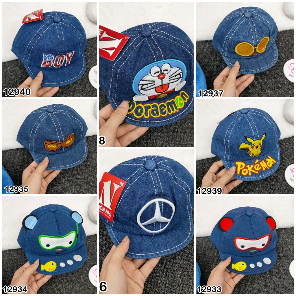 NÓN KẾT NHÍ JEAN NHIỀU HÌNH CHO BÉ 6-12M