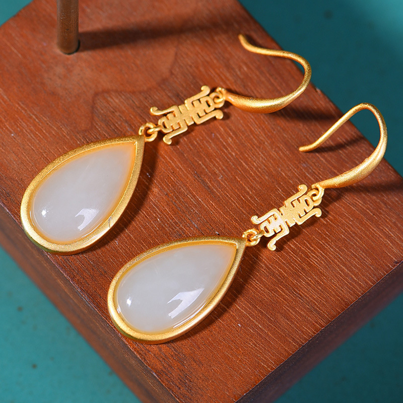 Bông Tai Mạ Bạc 925 Đính Đá Ngọc Bích Xinh Xắn Cho Nữ