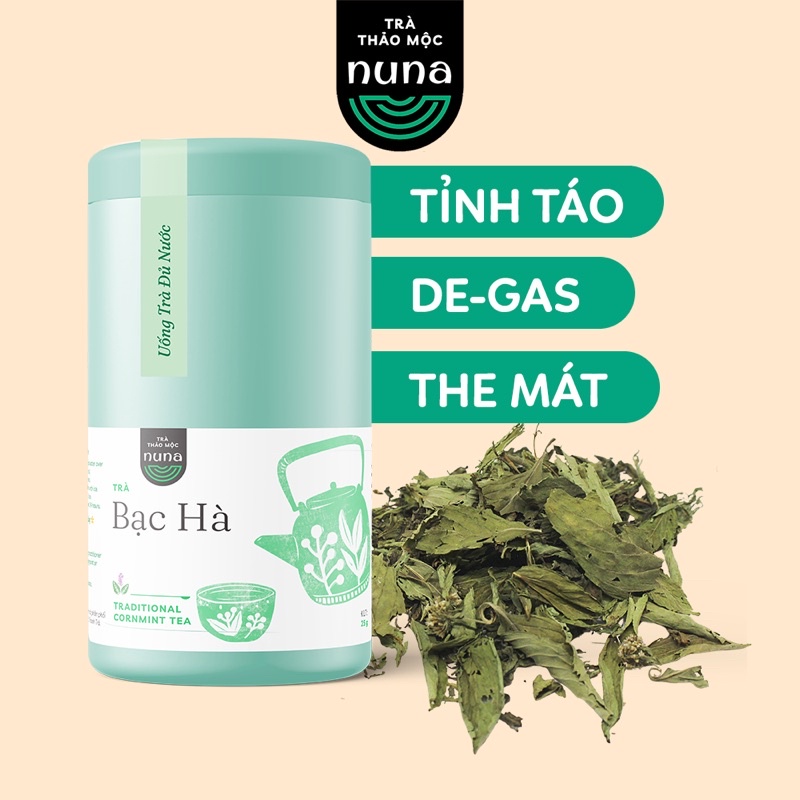 Trà Bạc Hà sấy khô Mộc Thanh Trà lon thiếc 25G, vị the mát sảng khoái, giảm căng thẳng, làm sạch khoang miệng