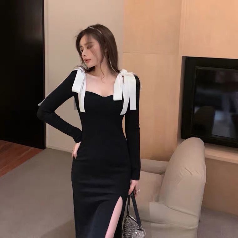 Đầm Ôm Dáng Xẻ Tà Xinh Xắn Theo Phong Cách Vintage Dành Cho Nữ