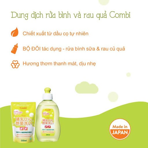 Nước Rửa Bình Sữa COMBI ♥️ FREESHIP ♥️ Túi 250ml