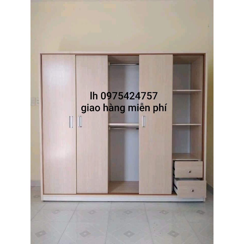 Tủ nhựa đài loan 4cánh 1 kệ cửa lùa 205x180x51