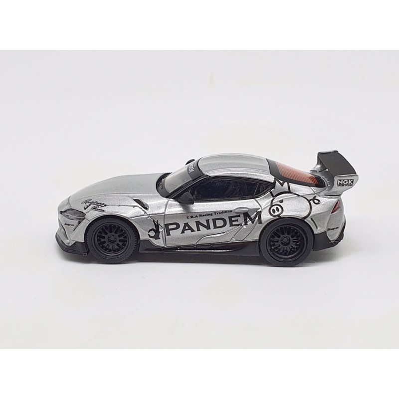 Xe Mô Hình Pandem Toyota GR Supra V1.0 Silver LHD 1:64 MiniGT (Xám)