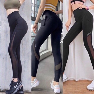 Quần Tập Yoga/Thể Thao Lưng Cao Phối Lưới Quần Legging Tập Gym Yoga Aerobic Nữ Phối Lưới