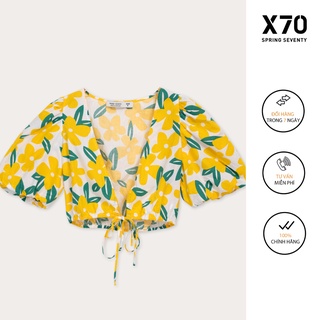 Áo croptop tay phồng kiểu dáng thắt dây eo thời trang x70 - 00560024