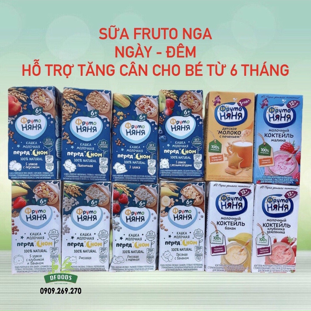 (01.2023) Sữa đêm/ngày fruto (hộp 200ml) 6m+ 12m+