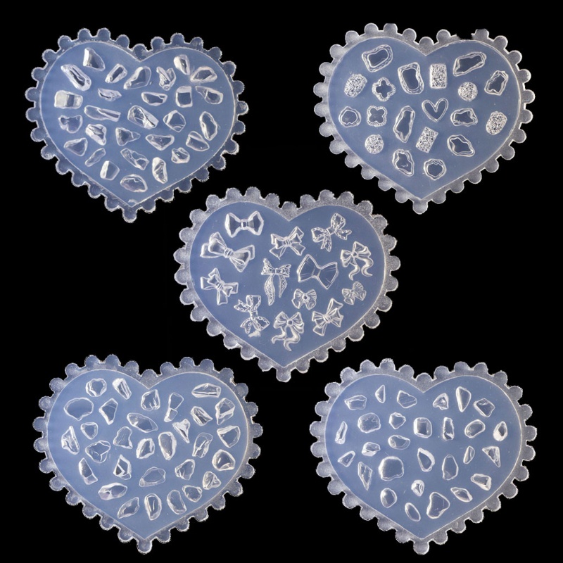 Set 5 Khuôn Silicone TạO HìNh Nơ 3D Trang Trí MóNg Nghệ ThuậT