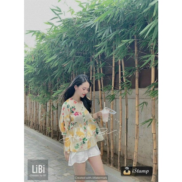 Áo hoa babydoll khuy tay lỡ nhiều màu sắc