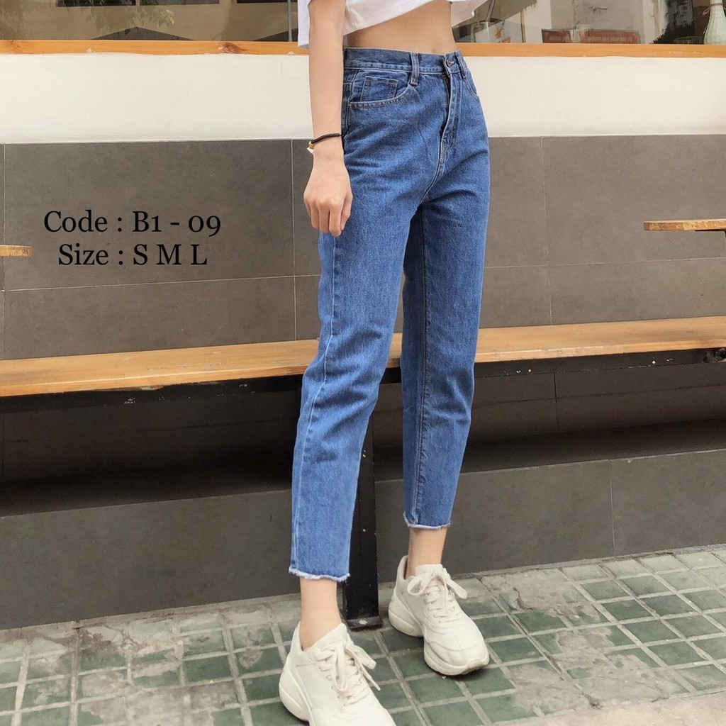 Quần jean nữ baggy King168, quần nữ co dãn nhẹ mẫu THU77