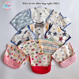 Yếm ăn dặm, yếm áo ăn dặm chống thấm nước tay ngắn, có máng cho bé từ 6-24 tháng