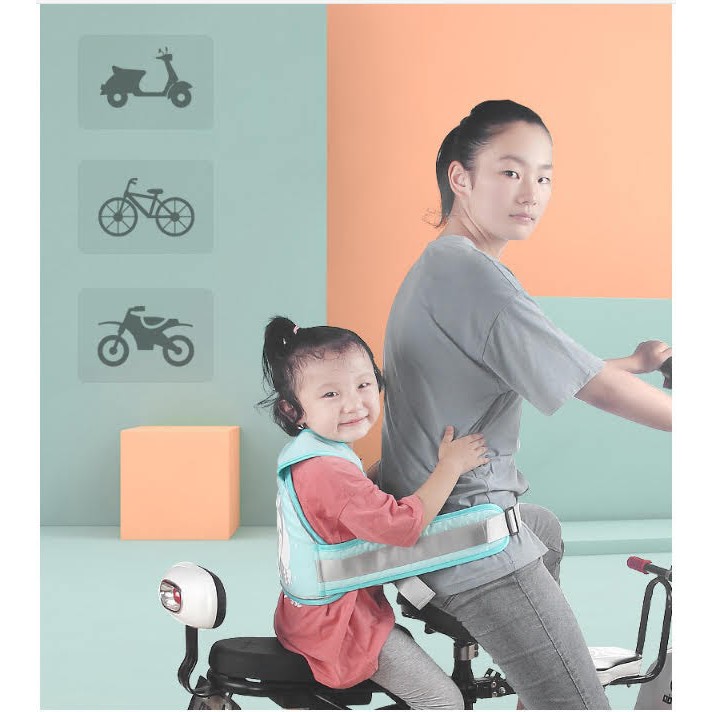 [LOẠI TỐT] Đai nịt an toàn, dây đai cho trẻ em ngồi xe máy, có dạ quang ban đêm (nhiều màu) cho bé 9 tháng - 12 tuổi