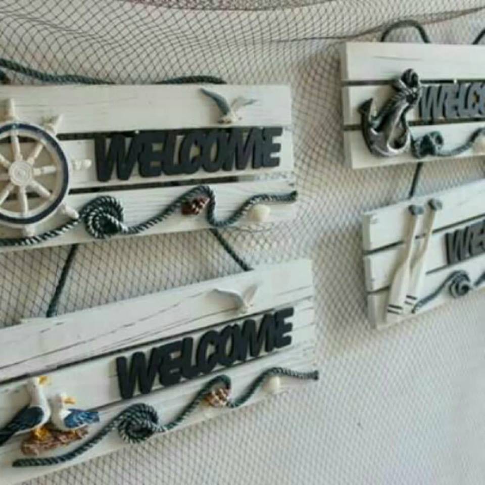 Bảng treo welcome 3 thanh gỗ cute