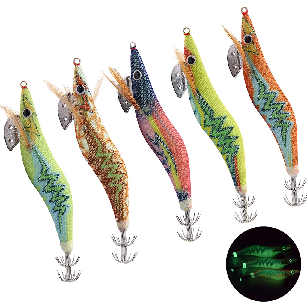 2.0# 2.5# 3.0# 3.5# Mồi Câu Cá Giả Hình Con Tôm Bằng Gỗ Phát Sáng Độc Đáo