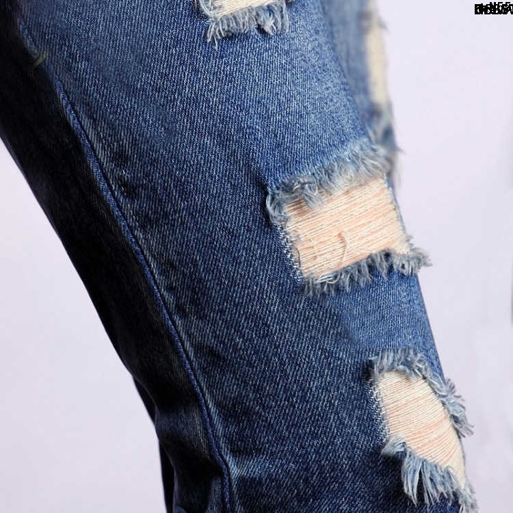 Quần Jean Ống Rộng Rách Gối Dễ Phối Đồ Thời Trang Xuân Thu 2019 Phong Cách Hàn Quốc Cho Nữ