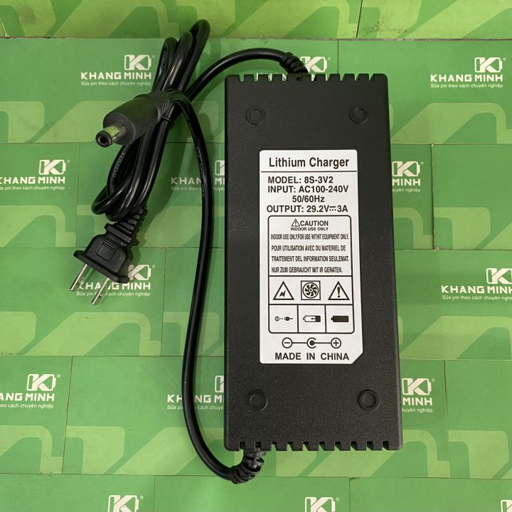 Sạc pin sắt Lithium 8S 29.2V 3A có quạt làm mát và đèn báo đầy