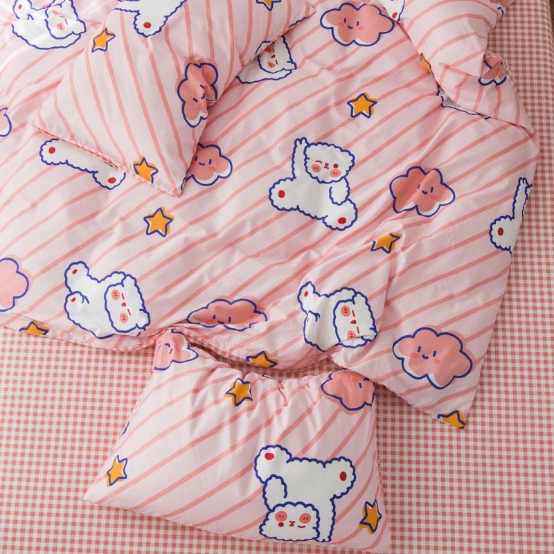 Bộ chăn ga gối cotton poly Gấu mây hồng