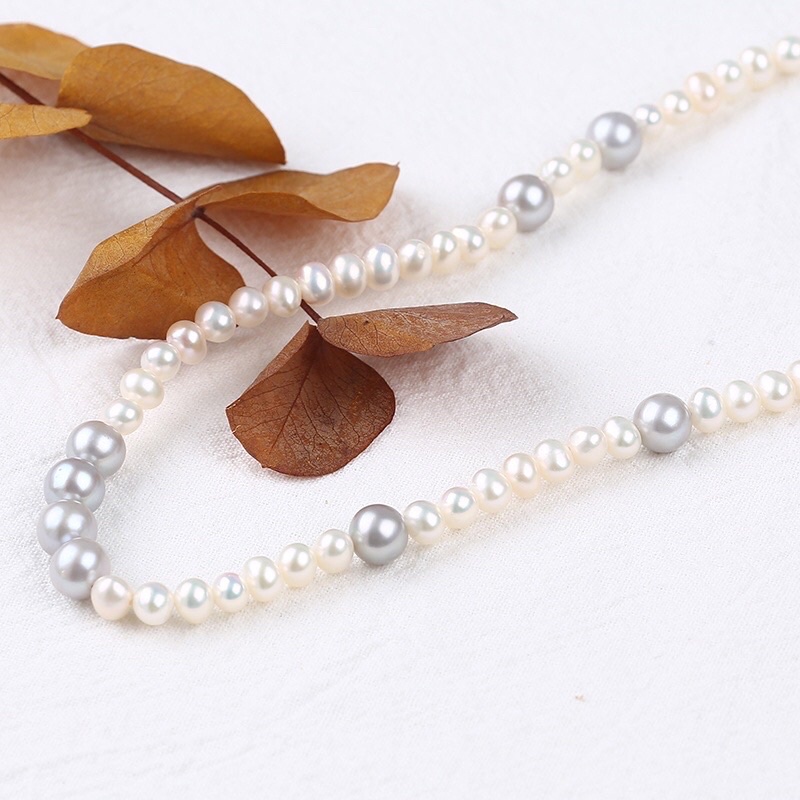 Bộ trang sức bạc 925 hạt 6ly trắng xám