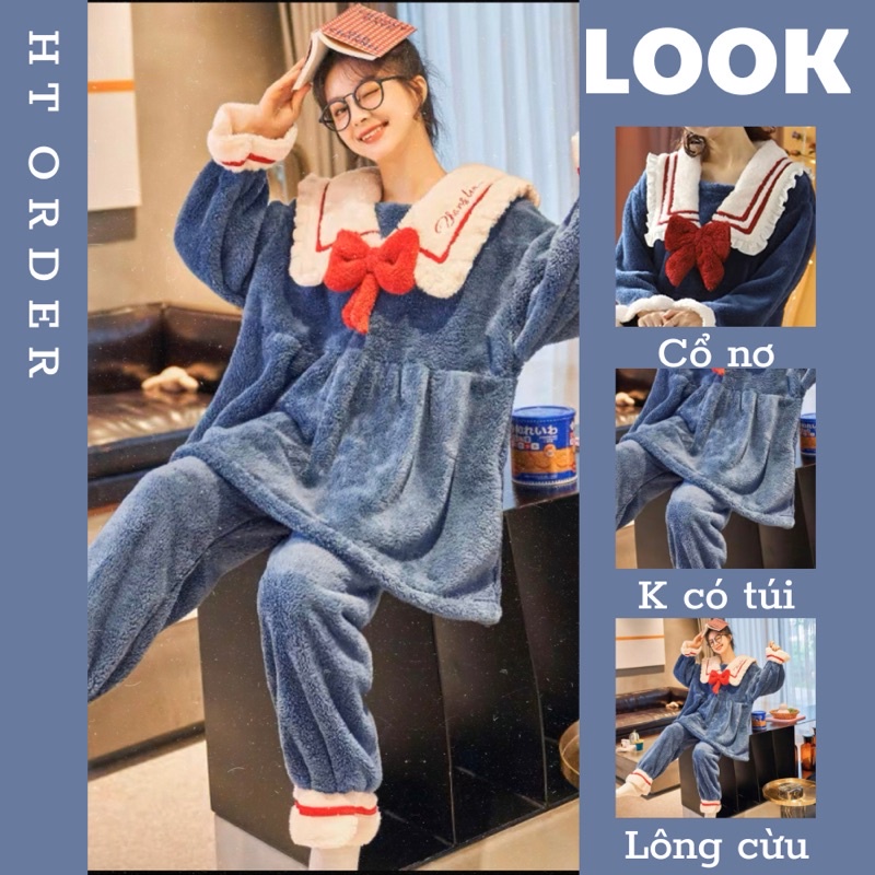 ORDER_Bộ Ngủ Bông Xanh Nơ Ulzzang_N18