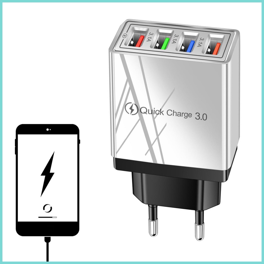 Củ Sạc Nhanh 3.0 4 Cổng USB Cho Điện Thoại / Máy Tính Bảng 13 12 11 Pro servn