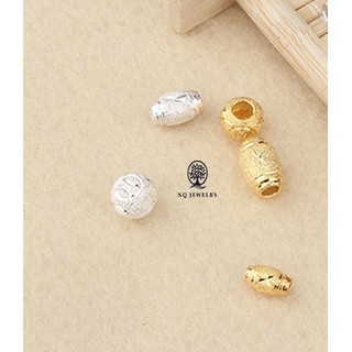 Charm bạc hạt ô liu mạ vàng 6mm