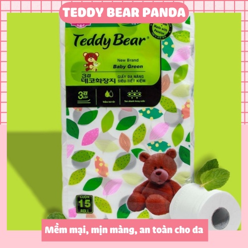 Giấy vệ sinh TEDDY BEAR 15 cuộn có lõi trắng dai mềm mịn giấy lụa